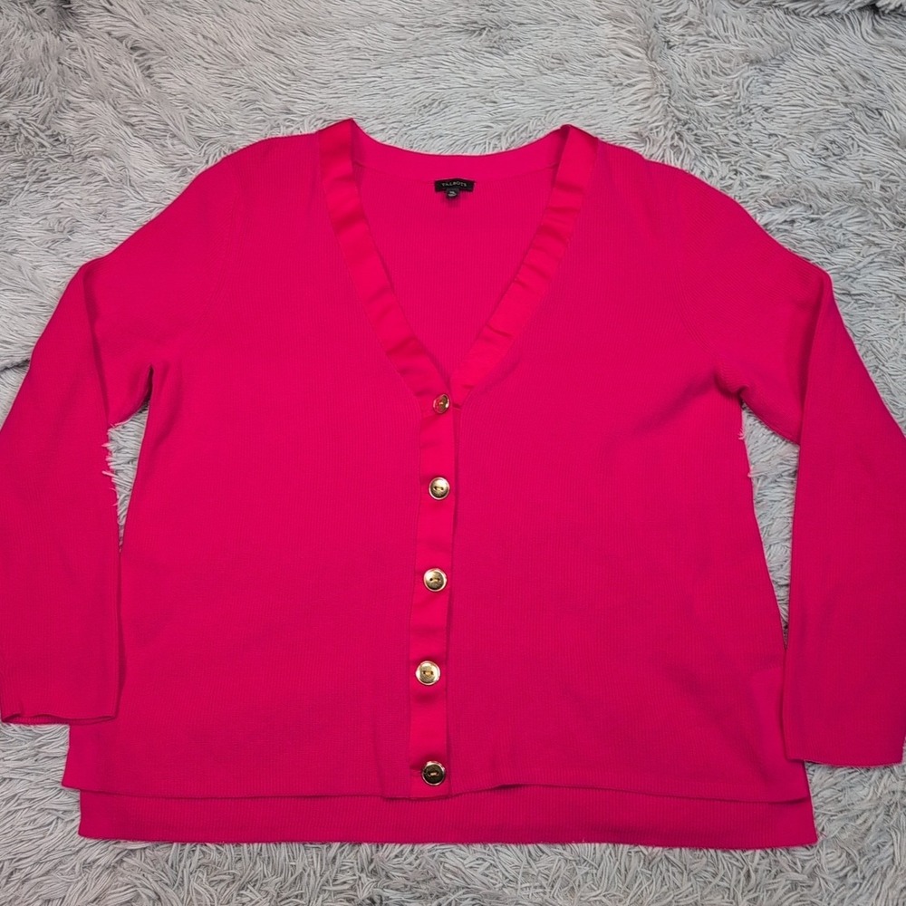 Talbots‎ Sweater Womens XL Pink Cardigan Button Up Preppy Comfort Casual